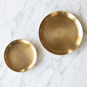 Plato de servicio redondo para centros de mesa, placa de carga de servicio antigua de latón metálico ecológico para decoración de boda, superventas - Product Image 2