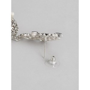 Parure de collier carré noir oxydé plaqué or 18 carats et rhodium, ornée de perles, idéale pour les fêtes, les cadeaux et les mariages - Product Image 6