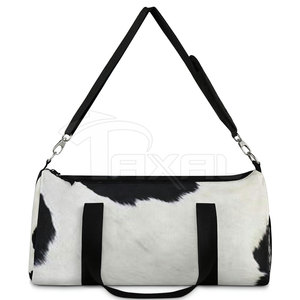 Sac polochon en cuir de fourrure de vachette le plus chaud à la mode fermeture à glissière voyage week-end avec des cheveux naturels sur le cuir - Product Image 5