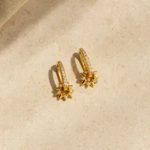 Interlocked Sun <b>Huggie</b> Diamond Earrings - Product Image 5