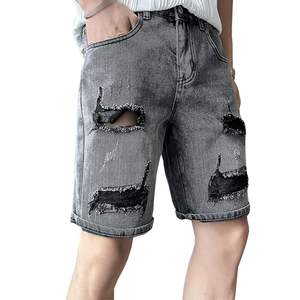 Gris en détresse déchiré été lavé coton léger élégant Streetwear Durable haute qualité décontracté Denim Shorts - Product Image 3
