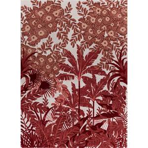 Alfombras Aurelia Hechas a Mano con Lana y Viscosa, Diseños Florales y Abstractos en Rojo y Naranja para el Hogar y la Sala de Estar -Tra-15191 - Product Image 1