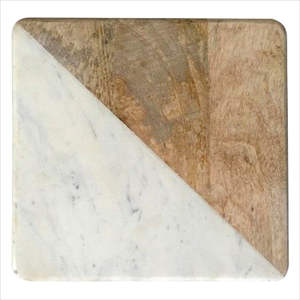 Planche à découper en marbre blanc de qualité supérieure et en bois de manguier naturel incrusté, planche à charcuterie hexagonale géométrique, ustensiles de cuisine, planche à découper - Product Image 3