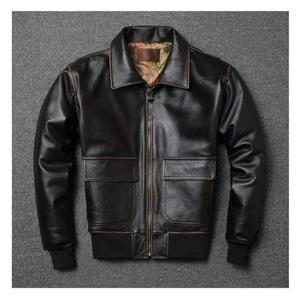 แจ็กเก็ตหนังผู้ชายขนาดใส่สบายสำหรับแจ็กเก็ตหนังของผู้ชายทำจากโรงงาน - Product Image 3