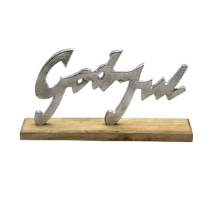 Nueva calidad aluminio GOTT NYTT AR W/Base de madera para decoración del hogar acabado en níquel áspero decoración de Navidad - Product Image 2