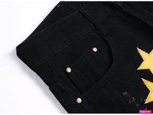SENSEL SPORTS Short basique pour homme, style sport d'été, taille mi-haute, coupe droite, séchage rapide, motif patchwork en denim, tissu déchiré et délavé - Product Image 3