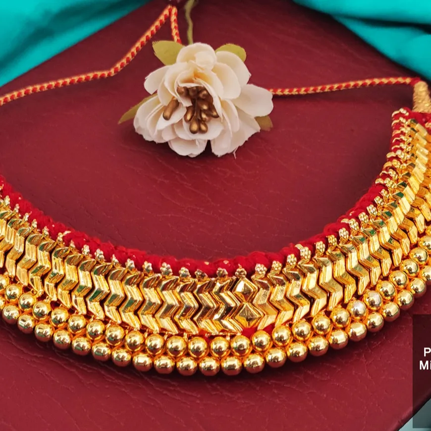 Yüksek altın lehçe Maharashtrian tasarımcı mücevherat kuzey tarzı fantezi tasarım parti giyim aksesuarları kadınlar Thushi kolye seti