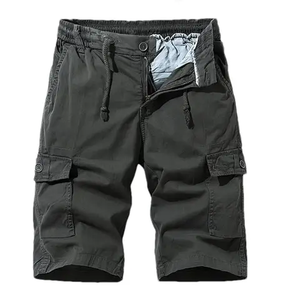 Custom Men's Summer Cargo Shorts Polyester/Cotton Canvas <b>Knee</b>-Length High-Waisted Drawstring Closure Quick-Dry Eco-Friendly - Product Image 4