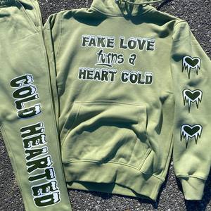 2025 fabricante personalizado dos piezas Jogger pantalones de chándal Track Sweat Suit Flare apilado Vintage totalmente DTF impreso hombres sudaderas con capucha personalizadas - Product Image 3