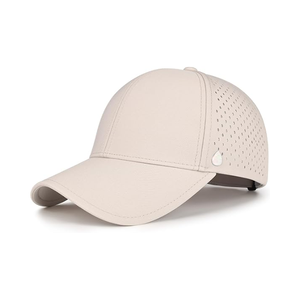 OEM ODM Casquette de golf structurée solide à 6 panneaux perforée au laser Casquette de sport unie à bord incurvé vierge Snapback pour la course à pied - Product Image 5