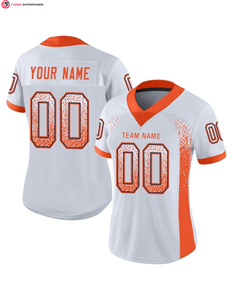 เสื้อฟุตบอลผ้าเจอร์ซีย์ตาข่ายแขนสั้นระบายอากาศสีพื้นพิมพ์ลายสีขาวส้มแดง - Product Image 3