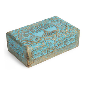 Joyero de madera de mango ecológico, caja de madera tallada con Árbol de la vida para decoración del hogar y baratija, caja de urnas a precio competitivo - Product Image 1
