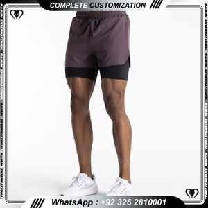 Ropa atlética masculina de alta calidad 2 en 1, pantalones cortos deportivos de malla transpirable, pantalones cortos deportivos de talla grande para hombres con bolsillos - Product Image 3