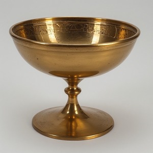 Cáliz de iglesia de latón antiguo Premium con base grabada floral hecha a mano para servicio de vino religioso y atemporal - Product Image 3