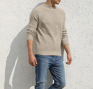 Suéter de mezcla de lana de manga larga ajustado para hombre, Top de punto ligero de avión de día de clima fresco para invierno - Product Image 4