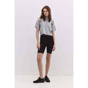 Camiseta Corta para Mujer con Hombros Descubiertos, Estilo Casual, Cuello con Lazo, 100% Algodón, Transpirable, Decorada con Diamantes, Talla Única - Product Image 4