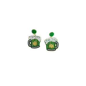 Boucles d'oreilles pendantes trèfle en perles de verre et strass faits à la main pour femme, style chic et festif, pour la Saint-Patrick - Product Image 4
