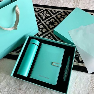 Leather Bound <b>Sewing</b> Binding Lined Notebook <b>Set</b> With Same Color Pen and Gift Box for Students - Product Image 1