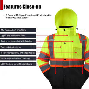 Meilleures ventes Veste de sécurité réfléchissante d'hiver pour hommes Logo personnalisé Séchage rapide Polyester respirant Imperméable - Product Image 3