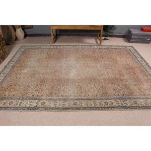 พรมวินเทจขนาด 6.4x9.4 ฟุต พรมตุรกีขนาดใหญ่ พรมลายต้นไม้และพืชสีน้ำตาล - Product Image 3