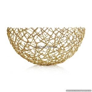 ชามโลหะชุบทองสำหรับเสิร์ฟผลไม้และช็อคโกแลตสำหรับวางบนโต๊ะในบ้านและโรงแรมดีไซน์โดดเด่นไม่เหมือนใคร - Product Image 1