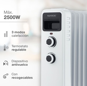 Radiatore a olio Laverton da 2500 W a 11 elementi (Niaros 301015016) - Product Image 2