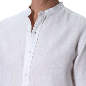 Misty <b>White</b> Blended <b>Linen</b> <b>Shirt</b> Stylish Green Nude Beige Soft Durable and Perfect for Every Occasion - Product Image 6