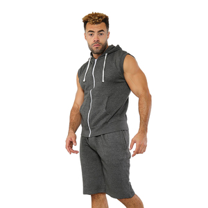 Design personnalisé Hommes Shorts Ensemble Gris Couleur Fermeture Éclair Complète Street Wear Hoodies Shorts Ensemble Summer Wear Hoodies Shorts Ensemble - Product Image 1