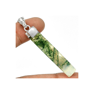 Colgante de ágata musgo de Plata de Ley 925, hecho a mano, al mejor precio - Product Image 1