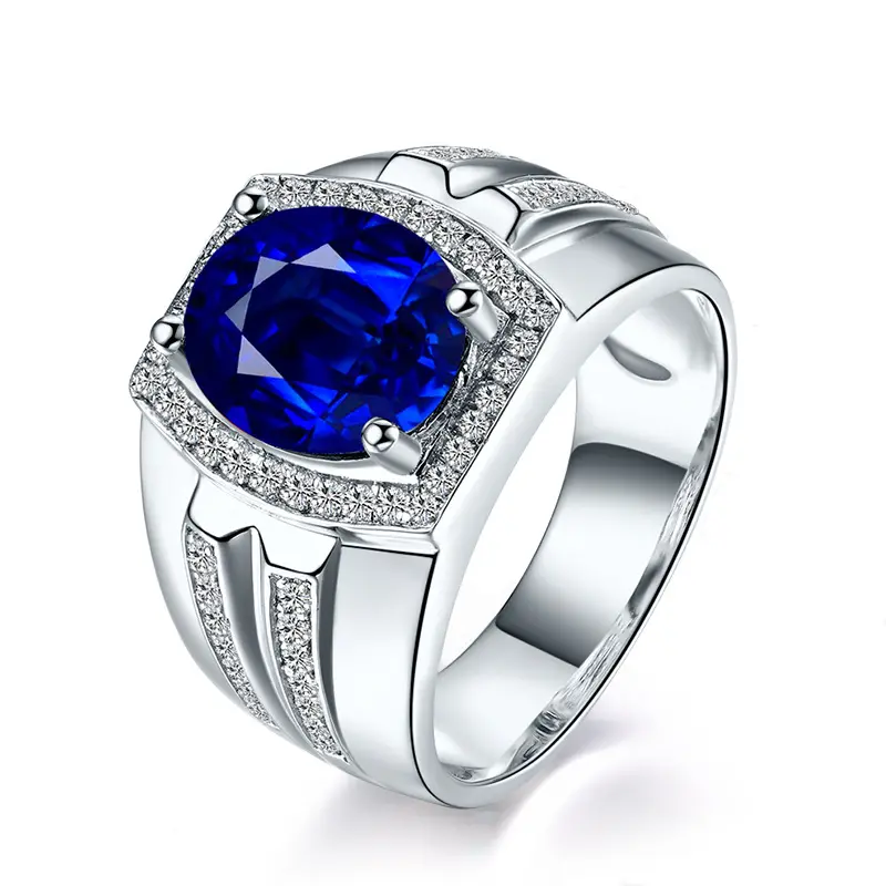 Charm Thời Trang Hợp Thời Trang Nhà Máy Bán Buôn Mạ 925 Sterling Silver Sapphire Nhẫn Với Vàng 18K Inlay//