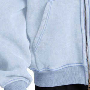 100% algodón lavado ácido polar Sudadera con capucha para hombres patrón sólido cremallera básicos para invierno cuello con capucha - Product Image 6