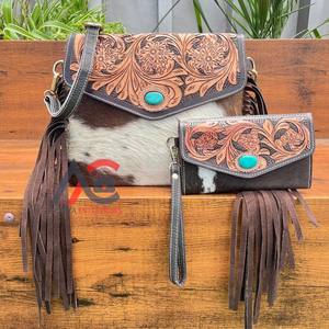 Nuevo Conjunto Combinado personalizado de gran capacidad de 2 piezas, de cuero bolso de mano de vaca y bolso de mano, conjuntos duraderos de nuevo diseño - Product Image 1