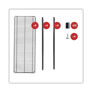 Alera ALESW664818BL NSF Certified 6-<b>Shelf</b> 48 In. X 18 In. X 72 In. Wire Shelving Kit Standing Type Black - Product Image 2