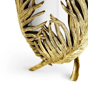 Florero de Metal hecho en India de alta calidad, jarrón de mesa con acabado de hoja de oro y tapa plateada a la venta, pulido inspirado en la naturaleza - Product Image 5