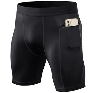 Venta al por mayor de los hombres de la calle caliente de lona de compresión para correr Fitness ejercicio gimnasio desgaste sólido Deporte Pantalones cortos Leggings - Product Image 3