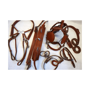 Tan Pony – ensemble complet de harnais + collier de poitrine + breching + selle avec circonférence - Product Image 1