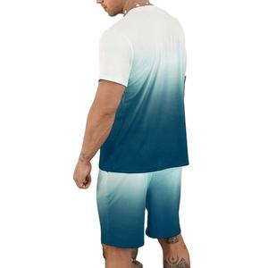 Ensembles courts pour hommes 100 % polyester/coton, personnalisables avec logo, 2 pièces, survêtements d'été tendance, respirants, OEM, t-shirt décontracté – Vente en gros - Product Image 3