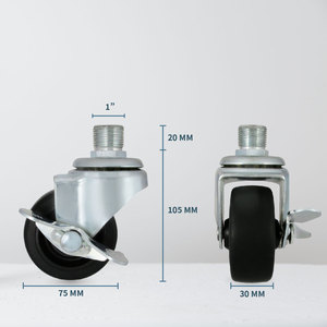 CCE Roue à Roulettes en Acier Robuste de 3 Pouces avec Tige Filetée et Frein, Alésage de Pint TPR - Product Image 2