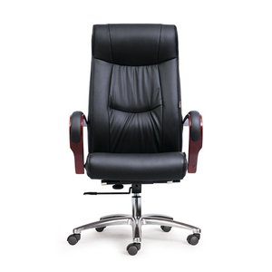 Fauteuil pivotant rembourré en cuir avec base en aluminium et hauteur réglable (HOM1028-01) - Product Image 2