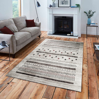 Tapis turc Adiva tissé jacquard à la machine, lavable, avec envers en coton antidérapant, motif géométrique uni, à poils ras, pour la maison