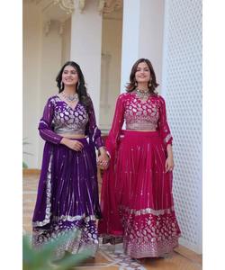 Precio al por mayor, lámina de seda de algodón pesado, estampado Lehenga Choli, hermosa prenda étnica, Dupatta, ropa de recepción India pakistaní - Product Image 3