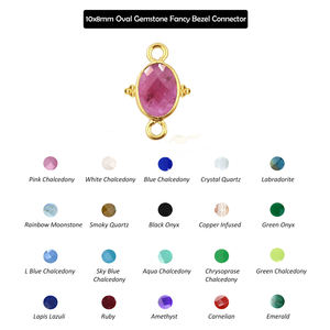 พลอยสีรุ้งธรรมชาติขนาด10x8มม. แบบ DIY ตัวเชื่อมต่อรูปวงรีที่มีเสน่ห์เครื่องประดับตัวเชื่อมต่อแบบประกันตัวคู่925เงิน - Product Image 2