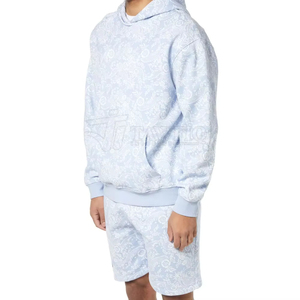 Top Material Made Men Slim Fit Hoodie & Short Set Sudadera con capucha de manga larga y pantalones cortos Set para venta en línea OEM - Product Image 4