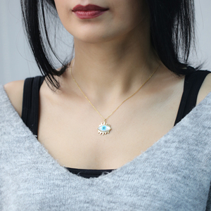 Colgante de plata de ley 925 con diseño de ojo de la suerte turco, hecho a mano, para mujeres - Product Image 4