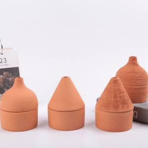 Pot de bougie rond disponible pot en terre cuite lisse pour pot de bougie parfumée à la cire rond - Product Image 1