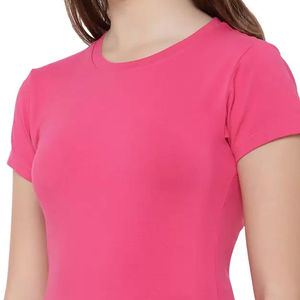 Regular Fit Women Cotton T-Shirt Streetwear Casual Solid Color Soft Breathable Daily <b>Top</b> OEM/ODM Customized Logo Bulk Wholesale - Product Image 3