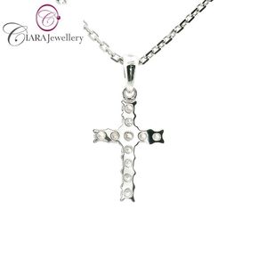 Venta al por mayor 15mm 0.35ct Diamante Natural Cruz Colgante Garra Ajuste 18K Blanco/Oro Amarillo Oro Rosa para Uso Diario Regalos Cristianos - Product Image 4