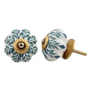 Núm Gốm Hiện Đại Số Lượng Lớn Đồ Nội Thất Màu Xanh Lá Kéo Ngăn Kéo Tủ Quần Áo Hình Bí Ngô Hình Lá CK-1020 Cổ Điển 4.44 Cm Thiết Kế Mới - Product Image 3