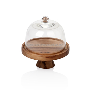 Support à gâteau moderne en bois et verre, écologique, avec un design de haute qualité pour la maison et l'hôtellerie - Disponible en une, deux ou trois étages - Product Image 3