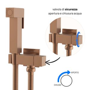 Alvin Series Square Toilet Bidet Hydrobrush Rose Gold con grifo flexible y soporte de montaje - Product Image 3